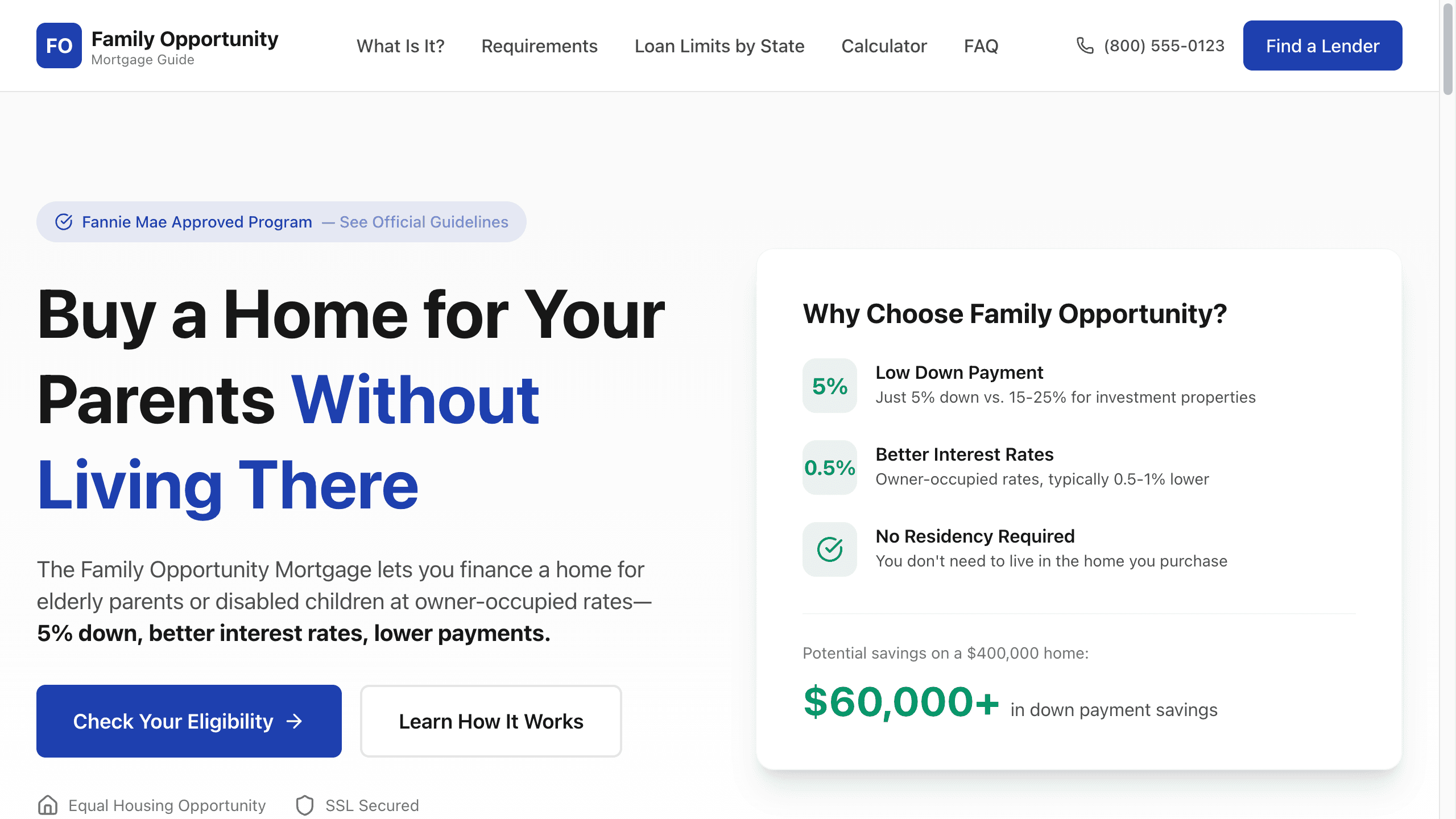 Buy Home For Parents website screenshot